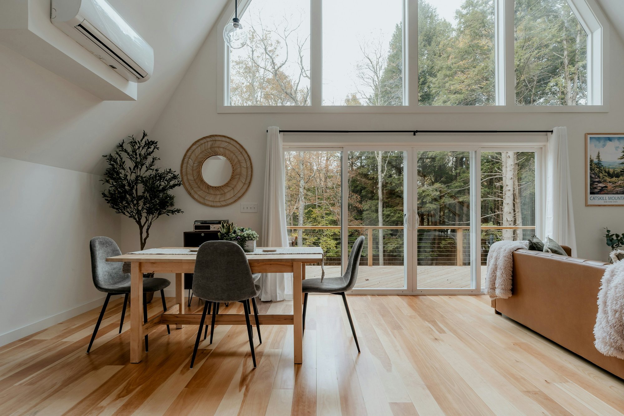 Wood-look laminate flooring in a bright dining room
